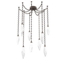 Hammerton SNB0050-09-FB-CC-CH1-L3 - Rock Crystal Multi Light Pendant Multi Port Canopy Flat Bronze