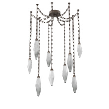 Hammerton SNB0050-09-FB-CS-CH3-L1 - Rock Crystal Multi Light Pendant Multi Port Canopy Flat Bronze