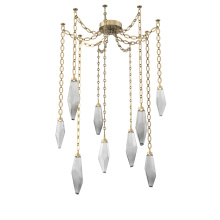 Hammerton SNB0050-09-GB-CS-CH2-L3 - Rock Crystal Multi Light Pendant Multi Port Canopy Gilded Brass