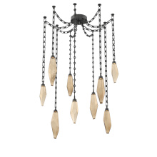 Hammerton SNB0050-09-MB-CB-CH3-L3 - Rock Crystal Multi Light Pendant Multi Port Canopy Matte Black