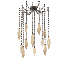 Hammerton SNB0050-12-FB-CB-CH2-L1 - Rock Crystal Multi Light Pendant Multi Port Canopy Flat Bronze