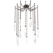 Hammerton SNB0050-12-FB-CC-CH1-L1 - Rock Crystal Multi Light Pendant Multi Port Canopy Flat Bronze