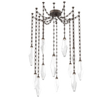Hammerton SNB0050-12-FB-CC-CH3-L3 - Rock Crystal Multi Light Pendant Multi Port Canopy Flat Bronze