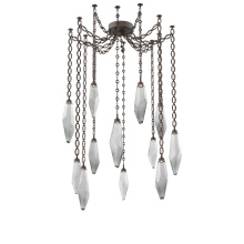 Hammerton SNB0050-12-FB-CS-CH2-L3 - Rock Crystal Multi Light Pendant Multi Port Canopy Flat Bronze