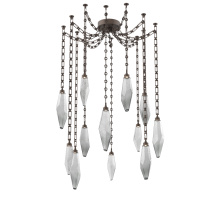 Hammerton SNB0050-12-FB-CS-CH3-L3 - Rock Crystal Multi Light Pendant Multi Port Canopy Flat Bronze