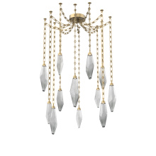 Hammerton SNB0050-12-GB-CS-CH3-L3 - Rock Crystal Multi Light Pendant Multi Port Canopy Gilded Brass