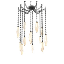 Hammerton SNB0050-12-MB-CA-CH2-L1 - Rock Crystal Multi Light Pendant Multi Port Canopy Matte Black