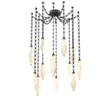 Hammerton SNB0050-12-MB-CA-CH3-L1 - Rock Crystal Multi Light Pendant Multi Port Canopy Matte Black