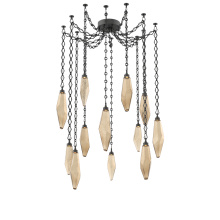 Hammerton SNB0050-12-MB-CB-CH1-L3 - Rock Crystal Multi Light Pendant Multi Port Canopy Matte Black