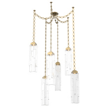 Hammerton SNB0056-06-GB-LC-CH2-L3 - Ledgestone Multi Light Pendant Multi Port Canopy Gilded Brass
