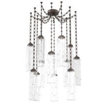 Hammerton SNB0056-12-FB-LC-CH3-L3 - Ledgestone Multi Light Pendant Multi Port Canopy Flat Bronze