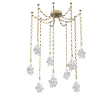 Hammerton SNB0059-09-GB-BC-CH1-L3 - Blossom Multi Light Pendant Multi Port Canopy Gilded Brass