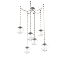 Hammerton SNB0062-06-BS-C-CH3-E2 - Aster Bulb Multi Light Pendant Multi Port Canopy Beige Silver