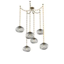 Hammerton SNB0064-06-GB-S-CH1-E2 - Nova Bulb Multi Light Pendant Multi Port Canopy Gilded Brass