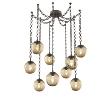 Hammerton SNB0066-09-FB-GB-CH2-L3 - Aster LED Multi Light Pendant Multi Port Canopy Flat Bronze