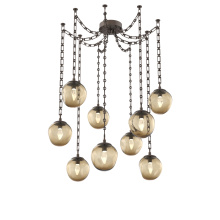 Hammerton SNB0066-09-FB-GB-CH3-L3 - Aster LED Multi Light Pendant Multi Port Canopy Flat Bronze