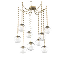 Hammerton SNB0066-09-GB-FC-CH3-L3 - Aster LED Multi Light Pendant Multi Port Canopy Gilded Brass