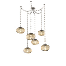 Hammerton SNB0068-06-BS-GB-CH2-L1 - Nova LED Multi Light Pendant Beige Silver