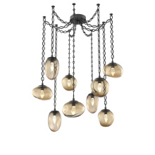 Hammerton SNB0069-09-MB-GB-CH2-L3 - Cosmos LED Multi Light Pendant Matte Black