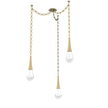 Hammerton SNB0078-03-GB-C-CH2-L3 - Raindrop Multi Light Pendant Gilded Brass