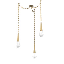 Hammerton SNB0078-03-GB-C-CH3-L3 - Raindrop Multi Light Pendant Gilded Brass