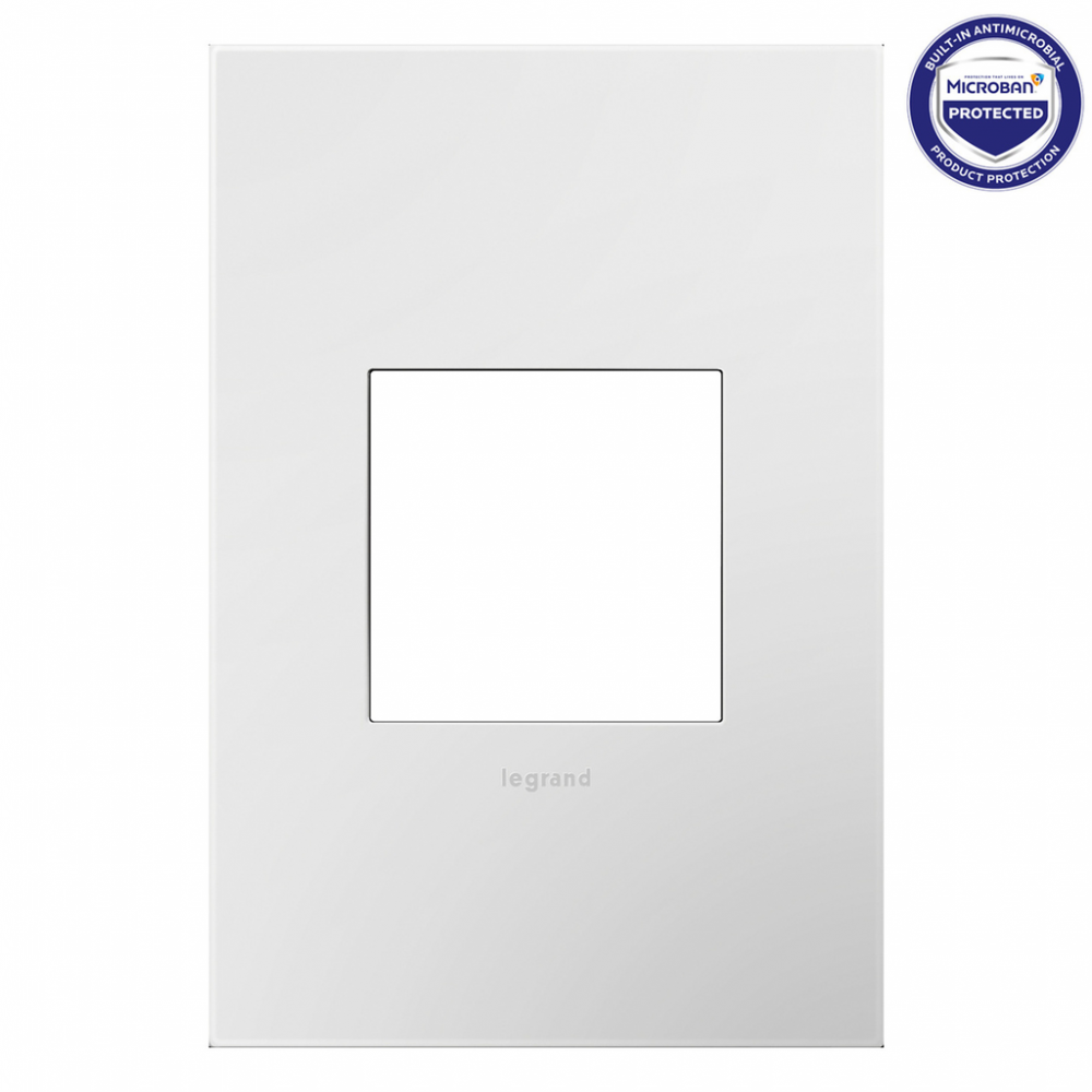adorne Gloss White One-Gang Screwless Wall Plate with Microban