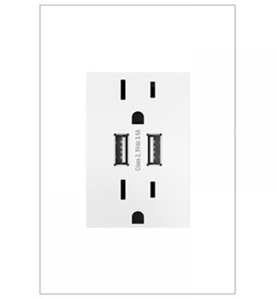 adorne Dual-USB Outlet , White