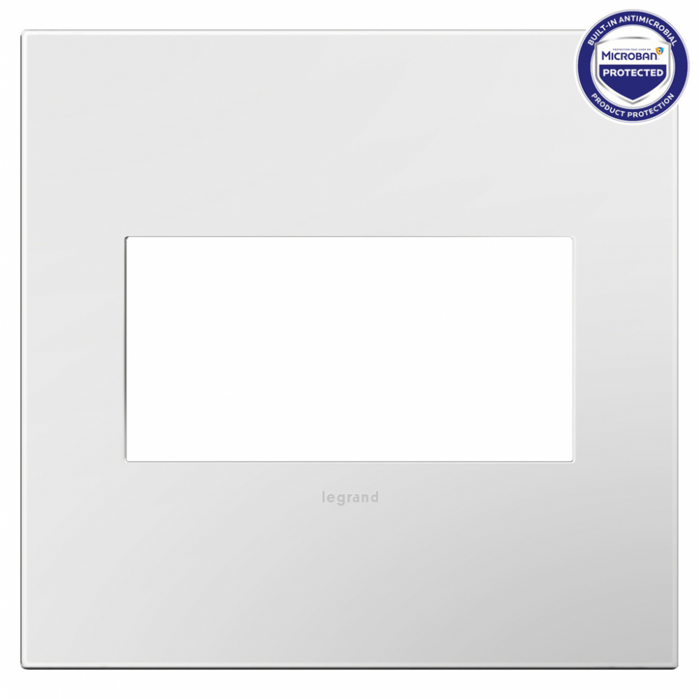 adorne Gloss White Two-Gang Screwless Wall Plate with Microban