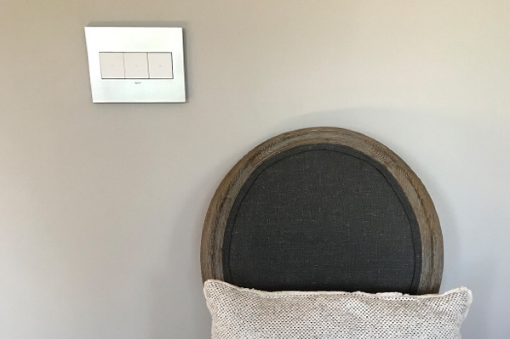 adorne Brushed Stainless Three-Gang Screwless Wall Plate