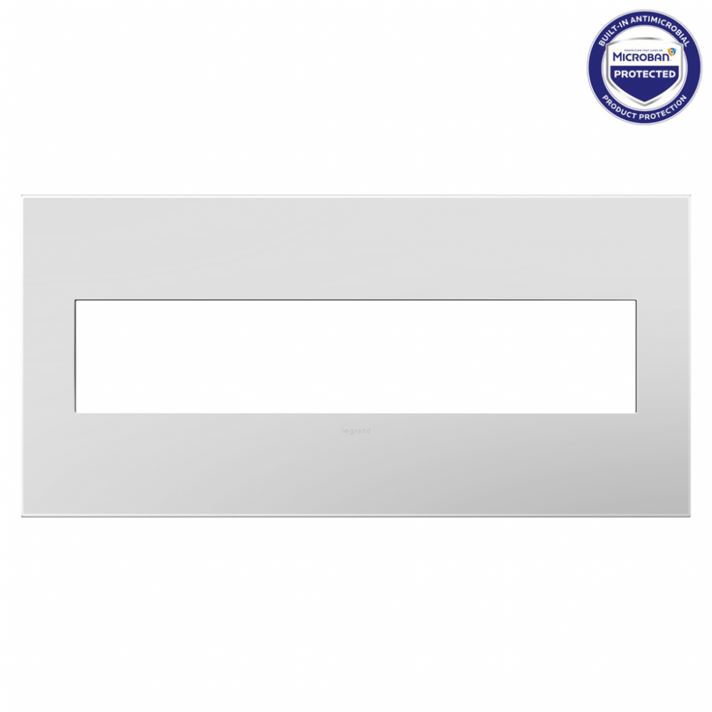 adorne Gloss White-on-White Five-Gang Screwless Wall Plate with Microban