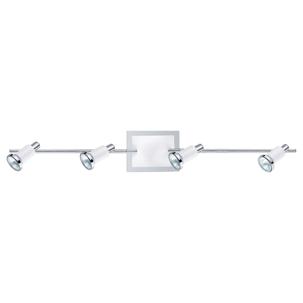 4 LT Fixed Track Light w/ Chrome & Shiny White Finish & Adjustable Lamp Heads