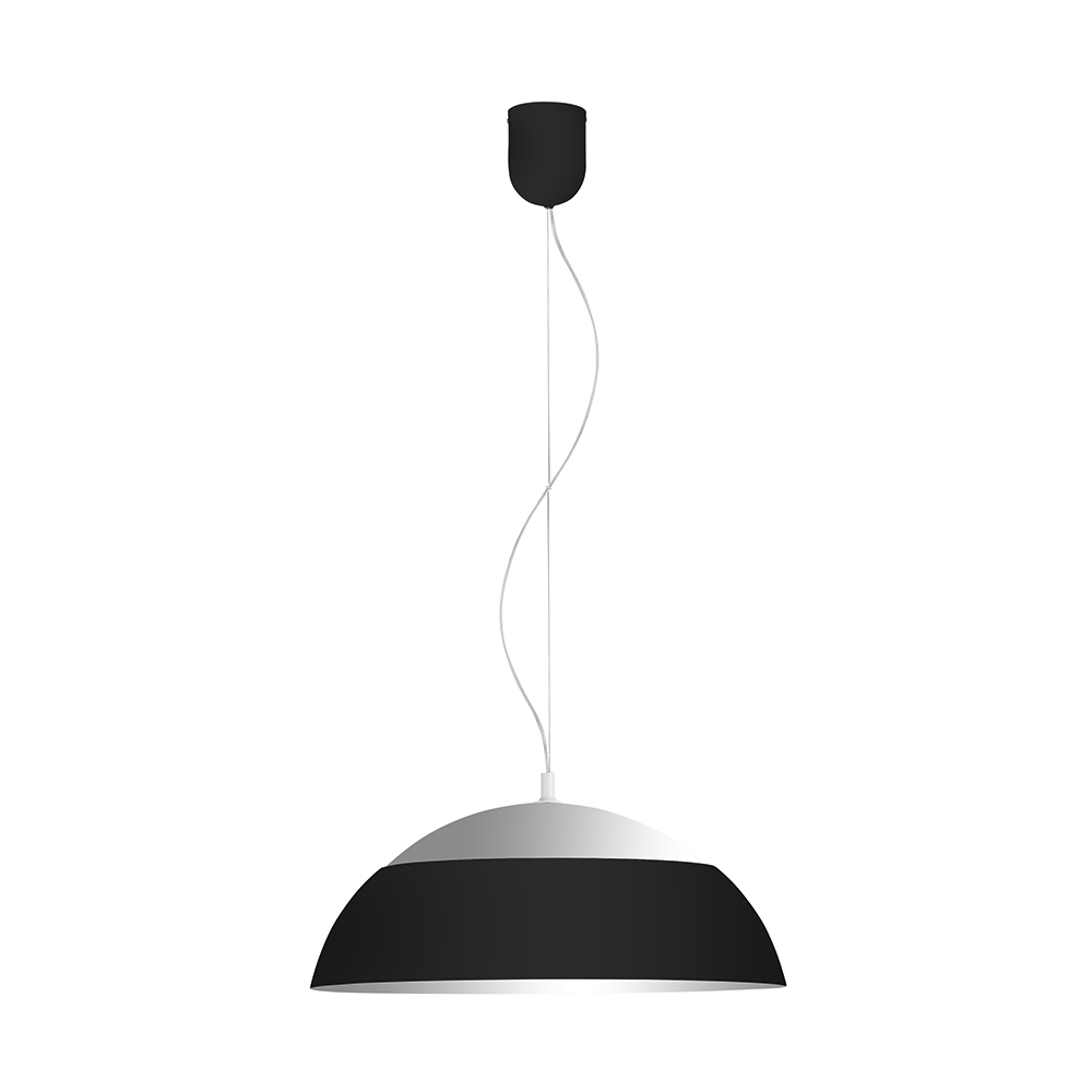 1 LT Integrated LED Pendant w/ Black Finish & Black & White w/ Silver Interior Shade