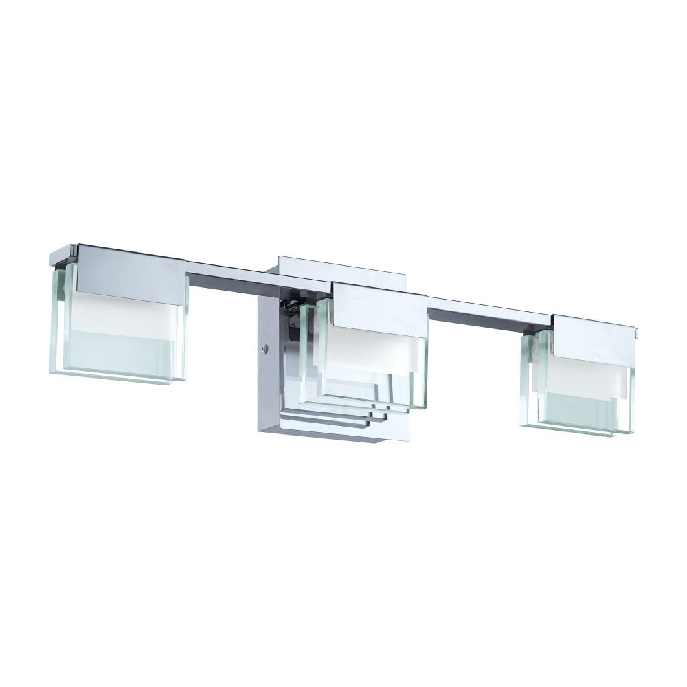 3 LT Integrated LED Bath/Vanity Light w/ Chrome Finish & Clear & Satin Glass