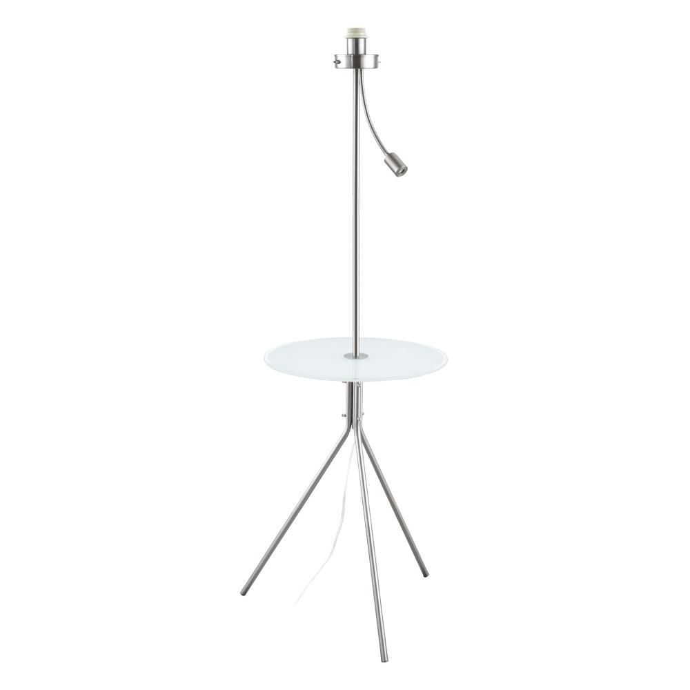 1 LT Floor Lamp w/ Matte Nickel Finish & White & Clear Glass Table Top
