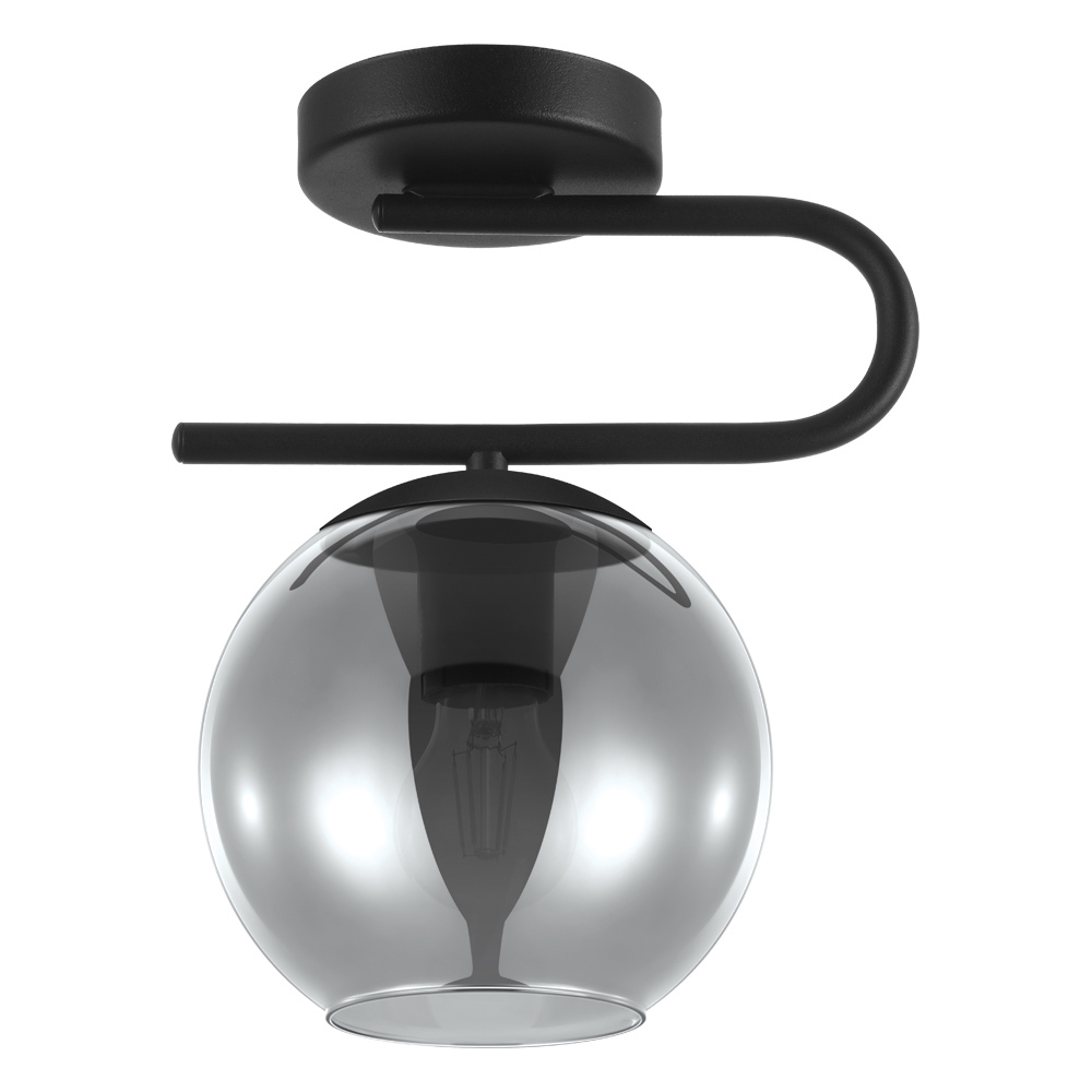 1 LT Ceiling Light w/ Matte Black Finish &  Smoked Glass Shade