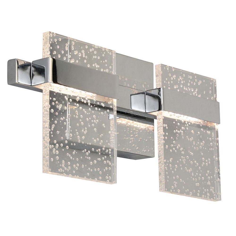 2 LT Integrated LED Bath/Vanity Light w/ Chrome Finish & Clear Seedy Acrylic Shade