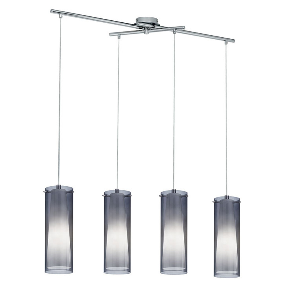 4 LT Linear Pendant w/ Matte Nickel Finish & White Glass Surrounded by Smoked Glass