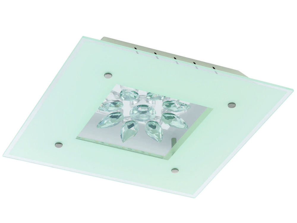 1 LT Integrated LED Ceiling Light w/ White Finish & White w/ Clear Trim Glass & Crystals