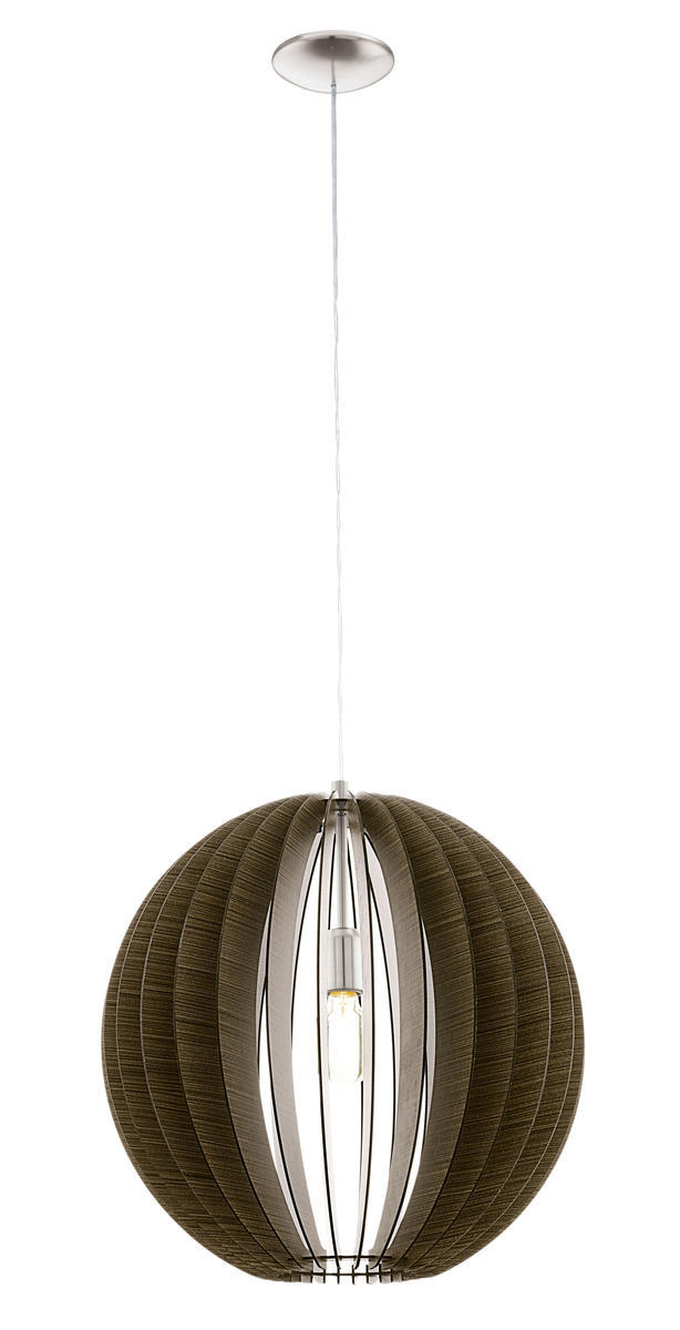 1 LT Pendant w/ Matte Nickel Finish & Dark Brown Wood Shade