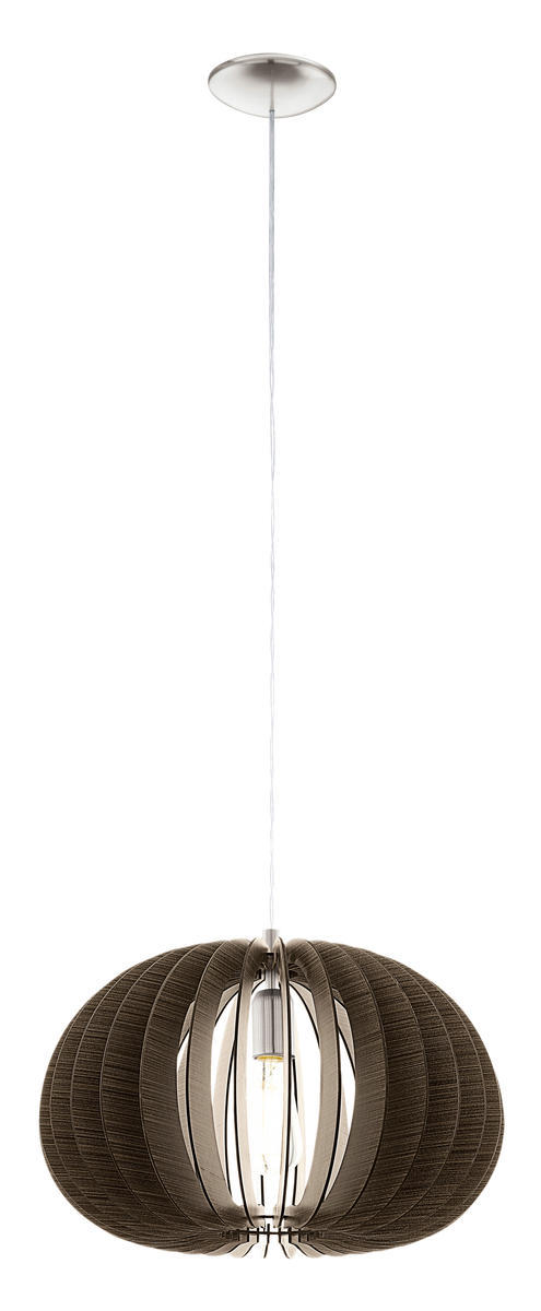 1 LT Pendant w/ Matte Nickel Finish & Dark Brown Wood Shade