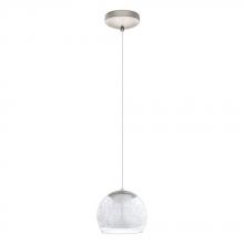 Eglo 201383A - 1 LT LED Pendant w/ Matte Nickel Finish & White Cylinder Glass Shade