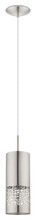 Eglo 201424A - 1 LT Mini Pendant w/ Satin Nickel Finish & Matte Nickel Cylinder Metal Shade