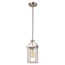 Eglo 203104A - 1 LT Mini Pendant w/ Acacia Wood & Brushed Nickel Finish