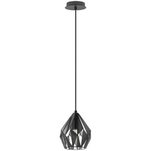 Eglo 203522A - 1 LT Pendant w/ Matte Black Finish & Matte Black Exterior & Silver Interior Metal Geometric Shade