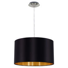 Eglo 31599A - 1 LT Pendant w/ a Satin Nickel Finish & Black & Gold Shade