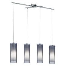 Eglo 90306A - 4 LT Linear Pendant w/ Matte Nickel Finish & White Glass Surrounded by Smoked Glass