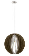 Eglo 94636A - 1 LT Pendant w/ Matte Nickel Finish & Dark Brown Wood Shade