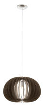 Eglo 94638A - 1 LT Pendant w/ Matte Nickel Finish & Dark Brown Wood Shade