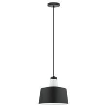 Eglo 96802A - 1 LT  Pendant w/ Black w/ White Interior Metal Shade Surrounding White Glass