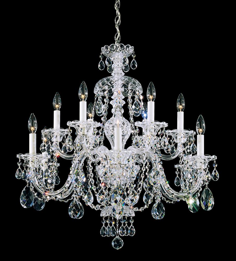 Sterling 12 Light 120V Chandelier in Polished Silver with Heritage Handcut Crystal